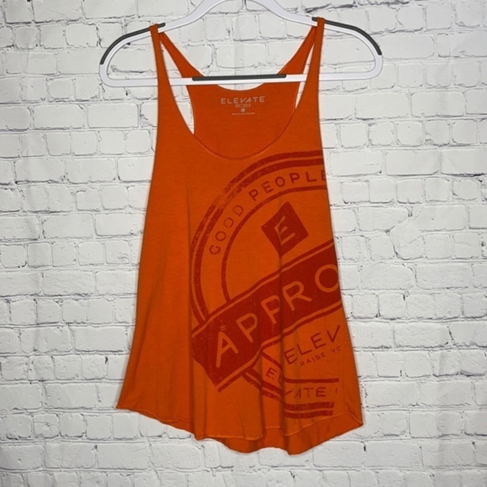 Orange Flowy “Good People Approved “ Racerback Tank By Elevate in Size Large